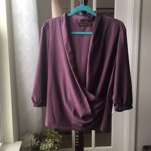 THE LIMITED Purple 3/4 sleeve wrap style blouse